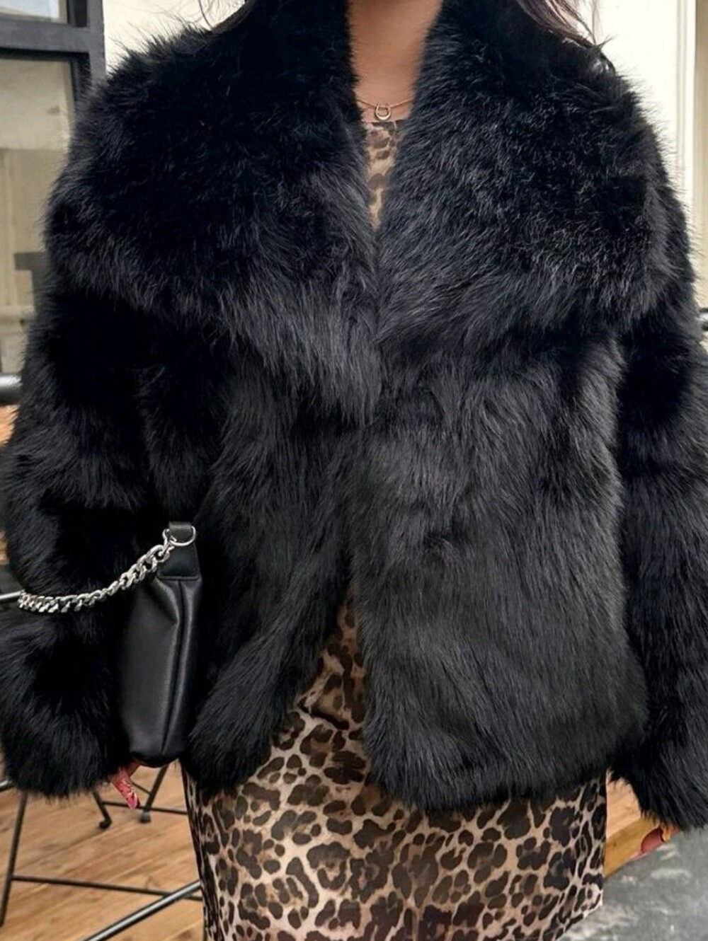 Autumn/Winter New Thick Faux Fur Collar Faux Fur Lined Mid-Length Fashion - Picture 5 of 10